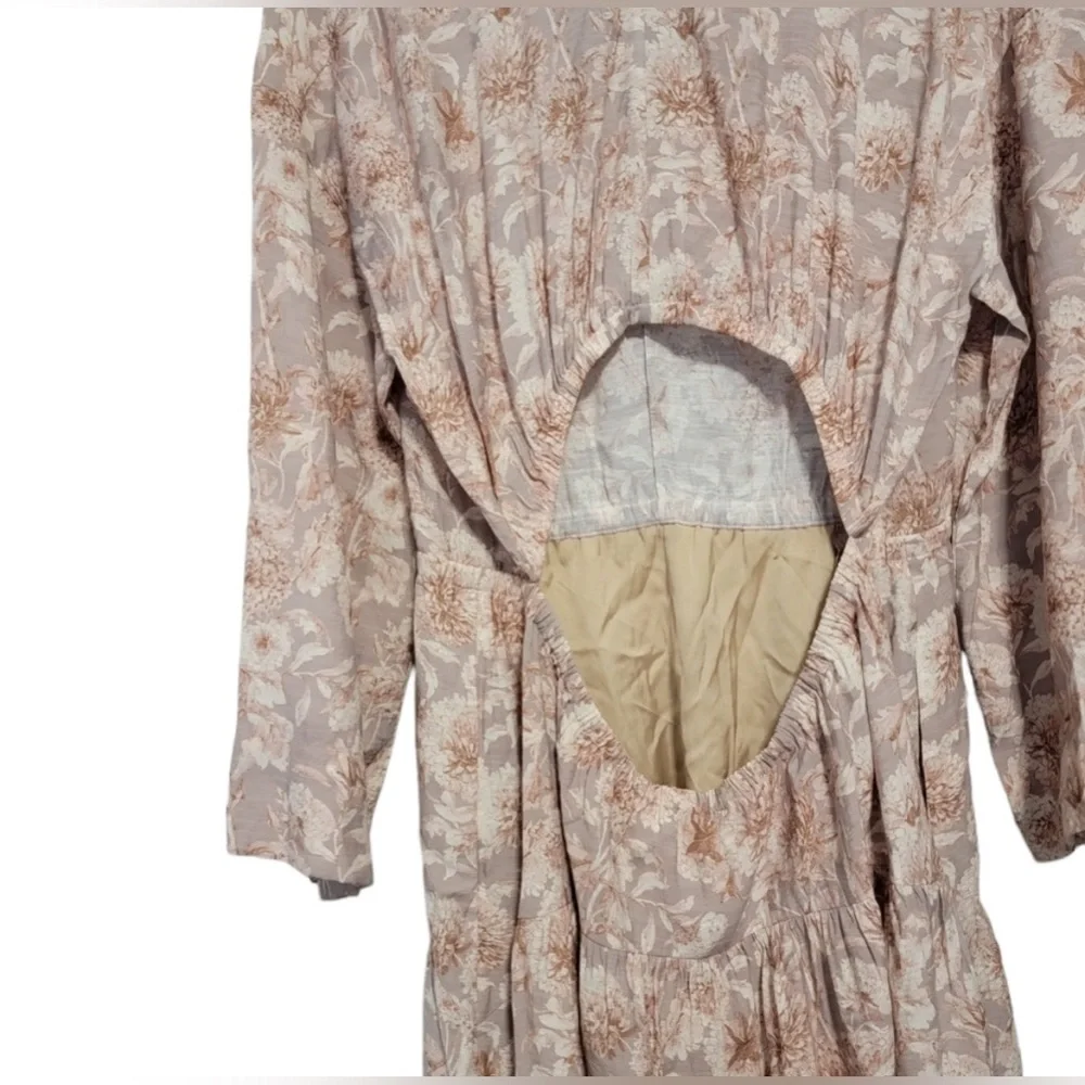 Vince Women's Dress XL Midi Dahlia Long Sleeve Double V-Neck Cottage Feminine - Picture 6 of 10